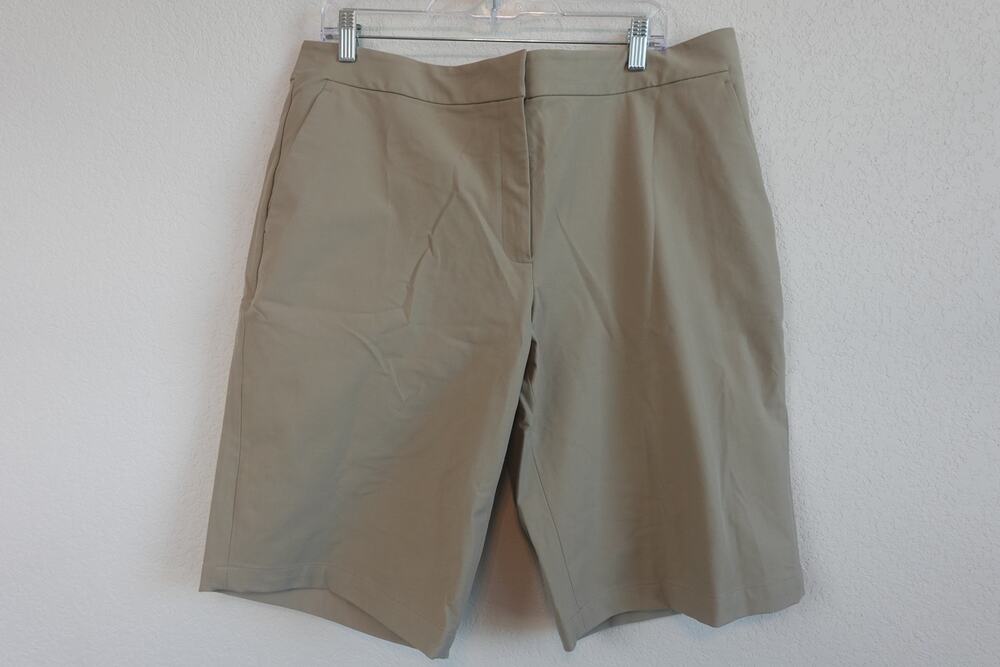 Lafayette 148 Women's Khaki Stretch Twill Bermuda Shorts size 16